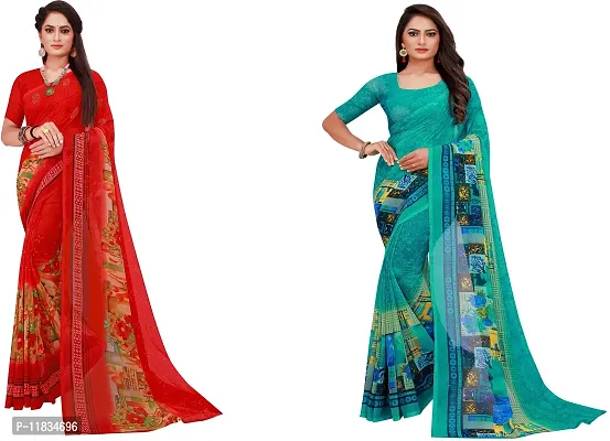 Beautiful Georgette Saree with Blouse Piece Pack Of 2-thumb0