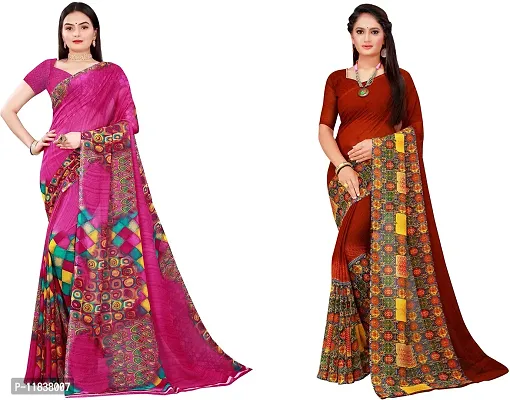 Beautiful Georgette Saree with Blouse Piece Pack Of 2