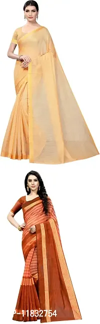 Beautiful Art Silk Saree with Blouse Piece Pack Of 2