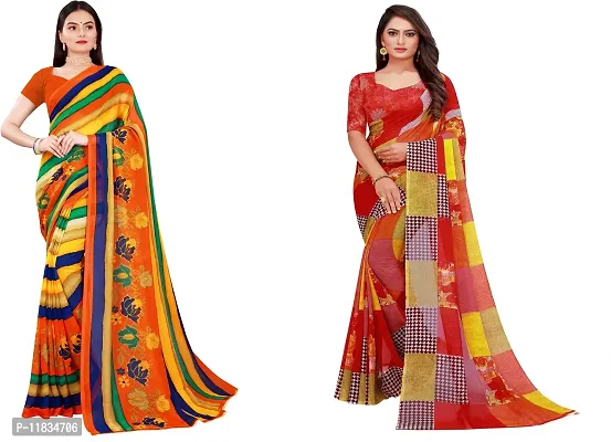 Beautiful Georgette Saree with Blouse Piece Pack Of 2