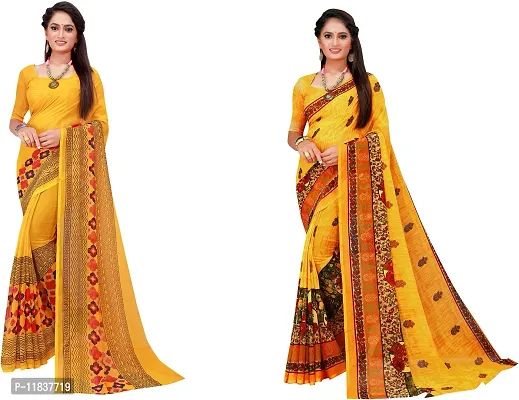 Beautiful Georgette Saree with Blouse Piece Pack Of 2-thumb0