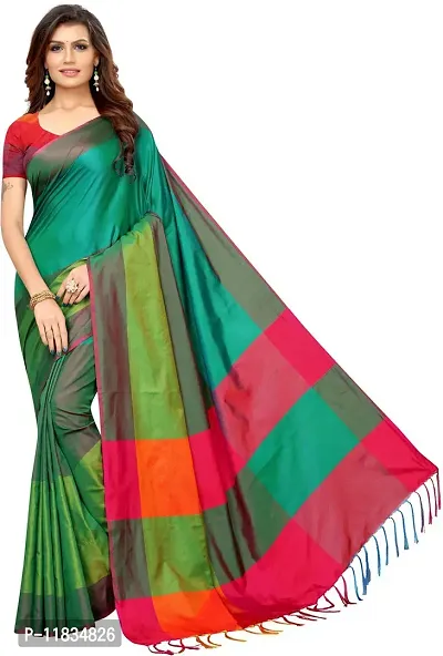 Beautiful Cotton Silk Saree with Blouse Piece-thumb0