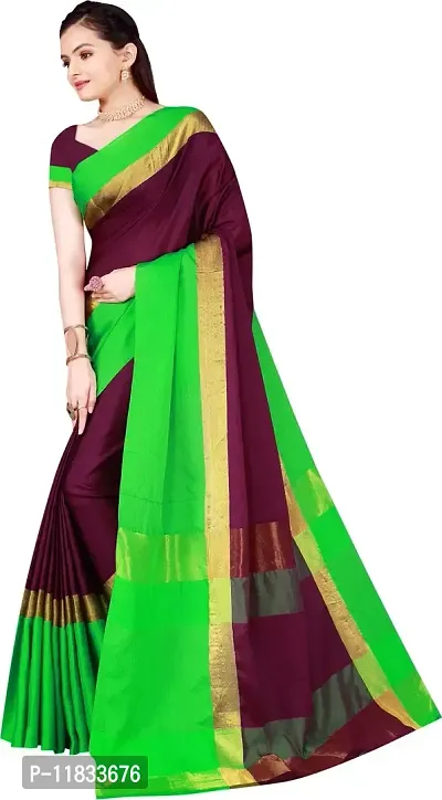 Beautiful Cotton Silk Saree with Blouse Piece-thumb2