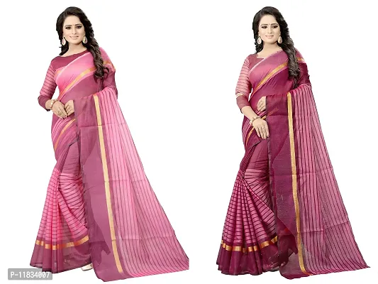 Beautiful Cotton Silk Saree with Blouse Piece Pack Of 2-thumb0