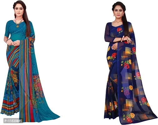 Beautiful Georgette Saree with Blouse Piece Pack Of 2-thumb0