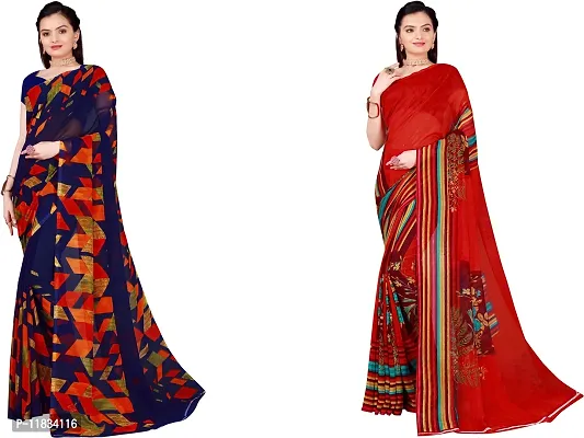 Beautiful Georgette Saree with Blouse Piece Pack Of 2