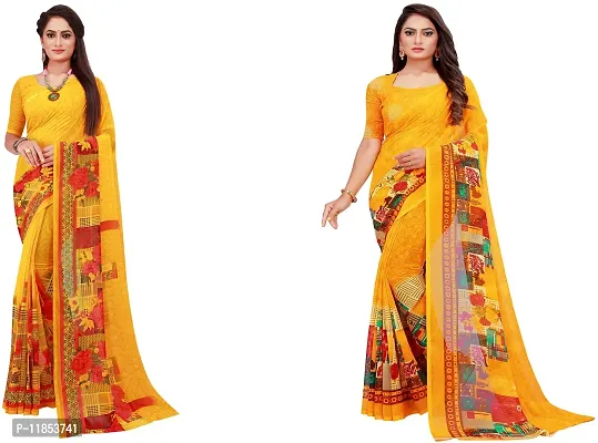 Beautiful Georgette Saree With Blouse Piece Pack Of 2-thumb0