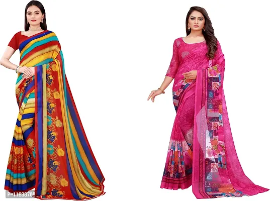 Beautiful Georgette Saree with Blouse Piece Pack Of 2-thumb0