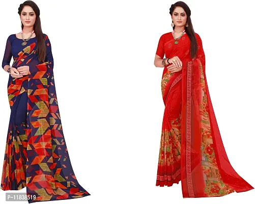 Beautiful Georgette Saree with Blouse Piece Pack Of 2-thumb0