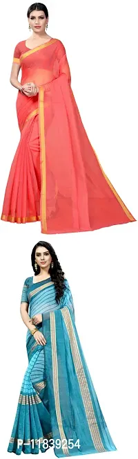 Beautiful Art Silk Saree With Blouse Piece Pack Of 2