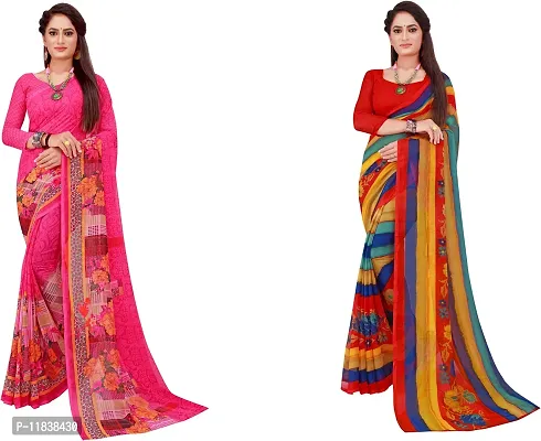 Beautiful Georgette Saree with Blouse Piece Pack Of 2-thumb0