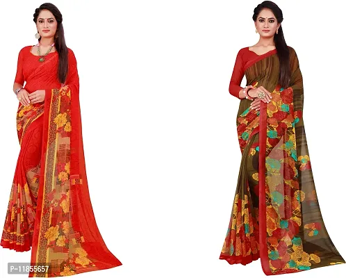 Beautiful Georgette Saree With Blouse Piece Pack Of 2-thumb0