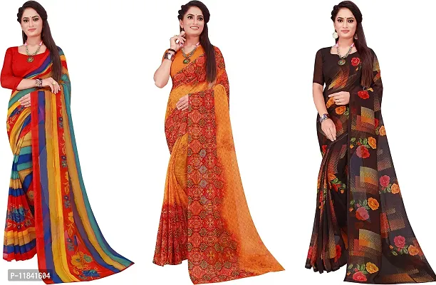 Beautiful Georgette Saree With Blouse Piece Pack Of 3