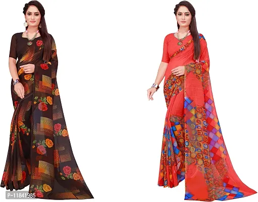 Beautiful Georgette Saree With Blouse Piece Pack Of 2