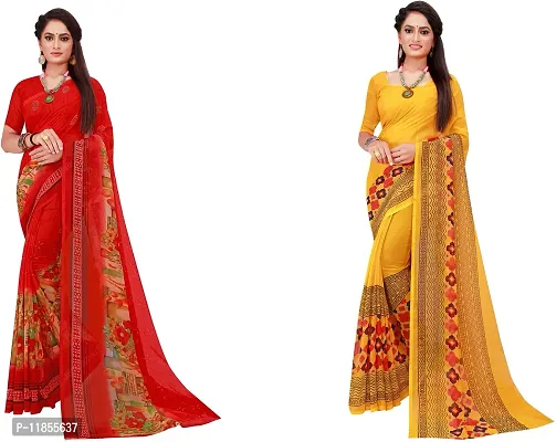 Beautiful Georgette Saree With Blouse Piece Pack Of 2