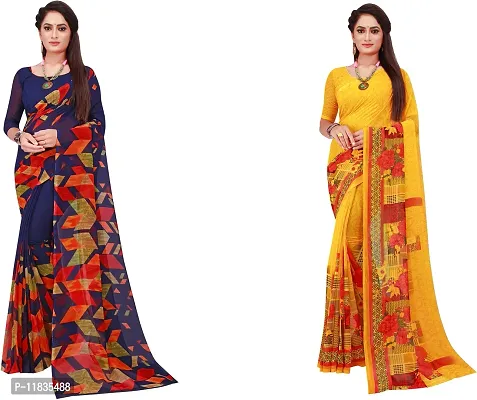 Beautiful Georgette Saree with Blouse Piece Pack Of 2-thumb0