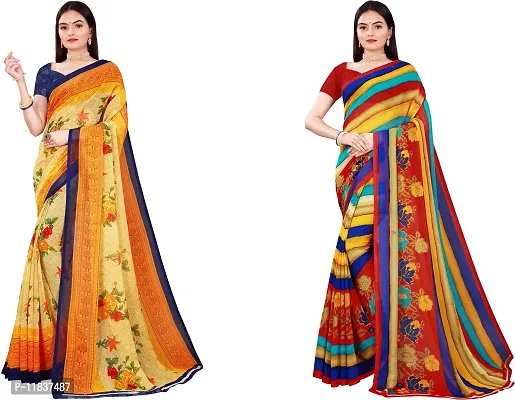 Beautiful Georgette Saree with Blouse Piece Pack Of 2-thumb0