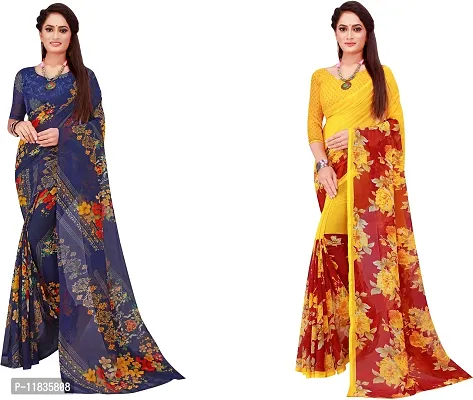 Beautiful Georgette Saree with Blouse Piece Pack Of 2-thumb0