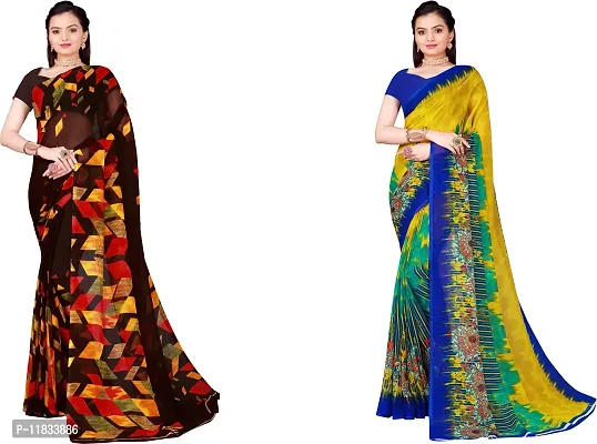 Beautiful Georgette Saree with Blouse Piece Pack Of 2-thumb0