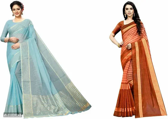 Beautiful Art Silk Saree With Blouse Piece Pack Of 2