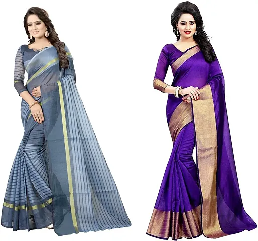 Trending Cotton Silk Saree with Blouse piece 