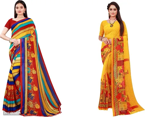 Beautiful Georgette Saree With Blouse Piece Pack Of 2