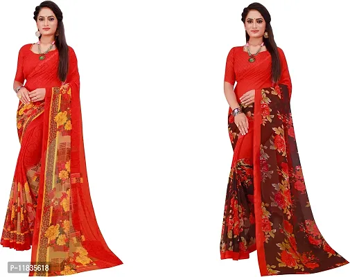 Beautiful Georgette Saree with Blouse Piece Pack Of 2-thumb0