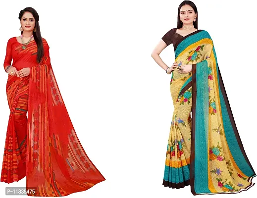 Beautiful Georgette Saree with Blouse Piece Pack Of 2