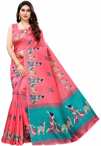 Attractive Art Silk Saree with Blouse piece 