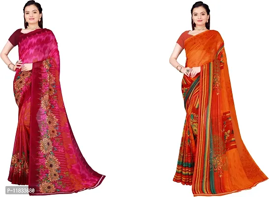 Beautiful Georgette Saree with Blouse Piece Pack Of 2-thumb0