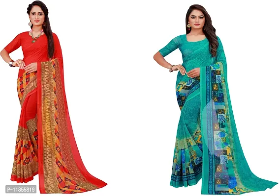 Beautiful Georgette Saree With Blouse Piece Pack Of 2