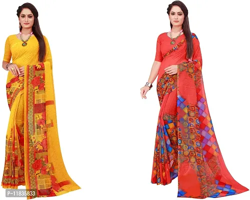 Beautiful Georgette Saree with Blouse Piece Pack Of 2-thumb0