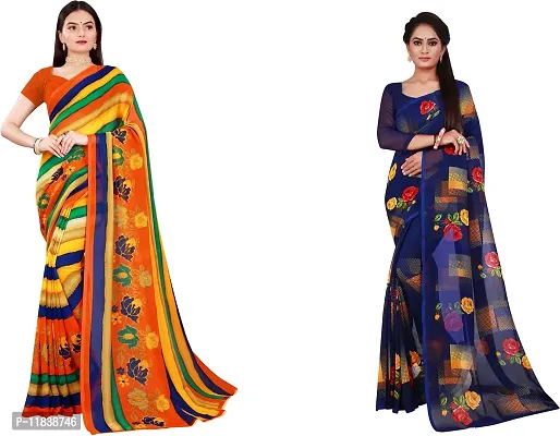 Beautiful Georgette Saree with Blouse Piece Pack Of 2-thumb0