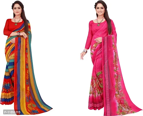 Beautiful Georgette Saree With Blouse Piece Pack Of 2