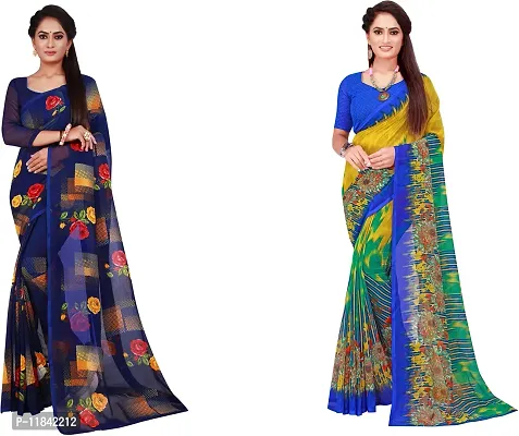 Beautiful Georgette Saree With Blouse Piece Pack Of 2