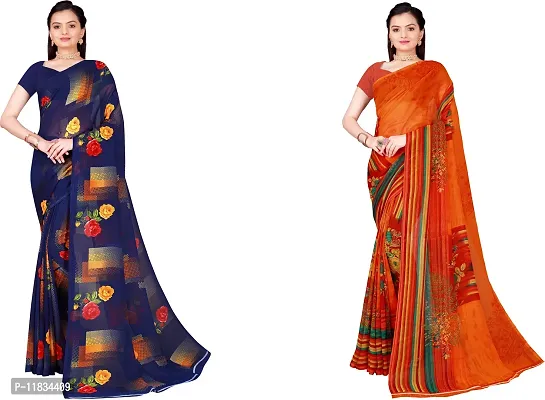 Beautiful Georgette Saree with Blouse Piece Pack Of 2-thumb0