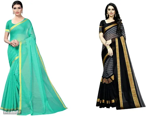 Beautiful Art Silk Saree With Blouse Piece Pack Of 2