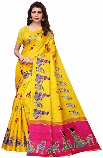 Stylish Art Silk Saree With Blouse Piece For Women