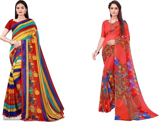 Beautiful Georgette Saree with Blouse Piece Pack Of 2-thumb0