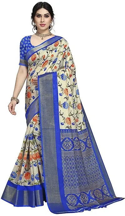 Stylish Linen Saree With Blouse Piece For Women