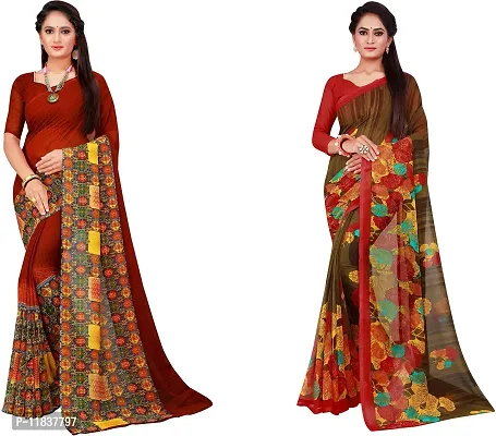 Beautiful Georgette Saree with Blouse Piece Pack Of 2-thumb0