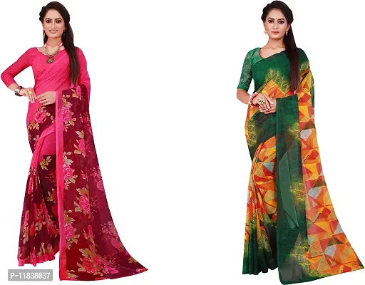 Beautiful Georgette Saree with Blouse Piece Pack Of 2-thumb0