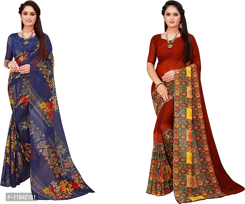 Beautiful Georgette Saree With Blouse Piece Pack Of 2-thumb0