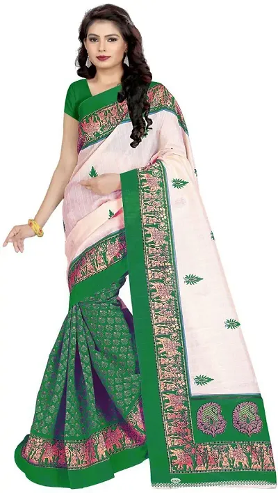 Attractive Art Silk Printed Saree with Blouse Piece