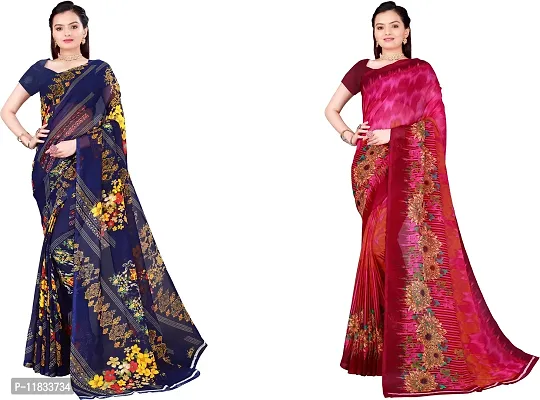 Beautiful Georgette Saree with Blouse Piece Pack Of 2-thumb0