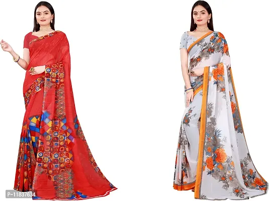 Beautiful Georgette Saree with Blouse Piece Pack Of 2-thumb0