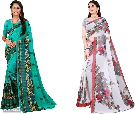 Beautiful Georgette Saree with Blouse Piece Pack Of 2-thumb0