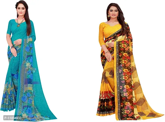 Beautiful Georgette Saree with Blouse Piece Pack Of 2-thumb0