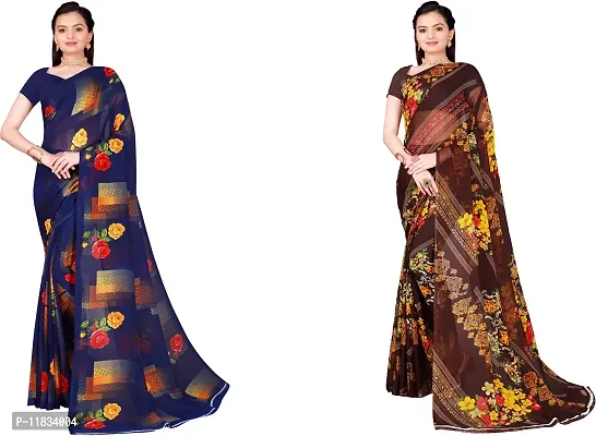 Beautiful Georgette Saree with Blouse Piece Pack Of 2-thumb0