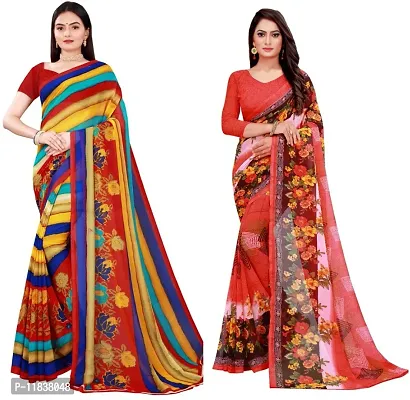 Beautiful Georgette Saree with Blouse Piece Pack Of 2